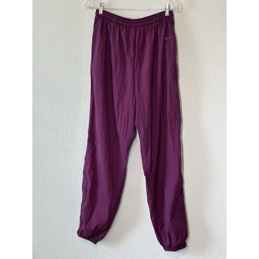 Vtg Nike Track Pants Womens Large‎ 12/14 Purple Lined Ankle Zip 26x31 Runs Small